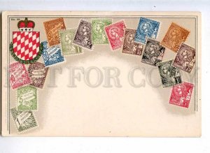 231988 MONACO Coat of arms STAMPS Vintage Zieher postcard