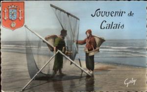 Occupation Fishermen of Calais France Tinted Real Photo Postcard