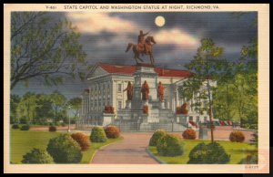 State Capitol and Washington Statue at Night, Richmond, VA