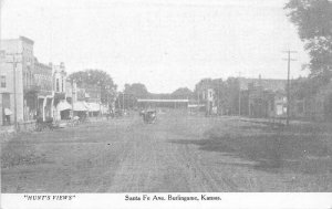 Burlingame Kansas Santa Fe Avenue Hunts Views 1910 Santa Fe Postcard 11391