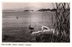 Vina del Mar Chile Camino a Concon Postcard Boat on the Water
