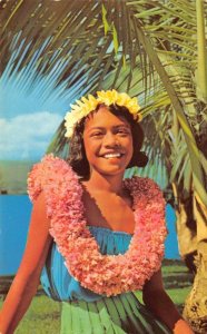 Hannah, A Daughter of Hawaii Lei Hula Girl c1950s Chrome Vintage Postcard