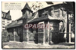 Old Postcard Paris 5th stop Eglise St Julian date Poor's 7th century was loot...