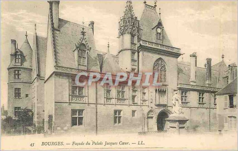 Old Postcard Bourges Facade of the Palace Jacques Coeur