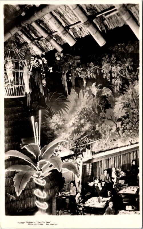 RPPC Interior Aloha Clifton's Pacific Seas Cafeteria Olive at Sixth Los Angeles 