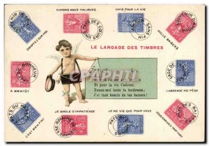 Old Postcard The Sower stamps language 10c 25c Angel