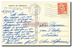 Old Postcard Paris and Merveills Eglise Saint Laurent