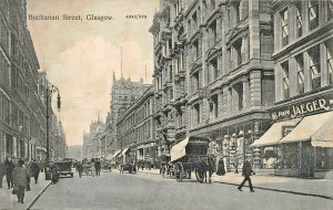 GLASGOW  SCOTLAND UK~BUCHANAN STREET~STOREFRONTS-HORSE WAGONS~PHOTO POSTCARD