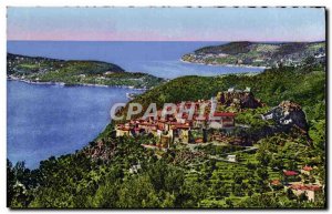 Old Postcard Eze Village Vue Generale Taking the Grande Corniche