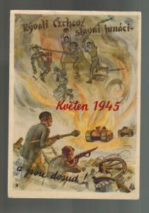 Mint Liberation Czechoslovakia 1945 Partisan Against German Tanks Postcard WW2