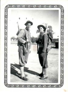 Real Photo - Two Army Buddies Meeting Up - 1940s - Vintage