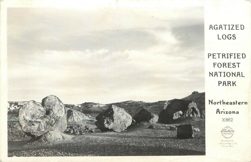 Frashers RPPC X862 Agatized Logs, Petrified Forest National Park NE Arizona AZ