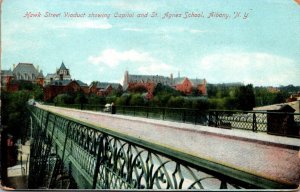 New York Albany Hawk Street Viaduct Showing Capitol and St Agnes School