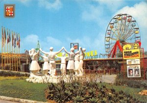 Barcelona, Spain  MONTJUIC AMUSEMENT PARK Ferris Wheel~Monument  4X6 Postcard