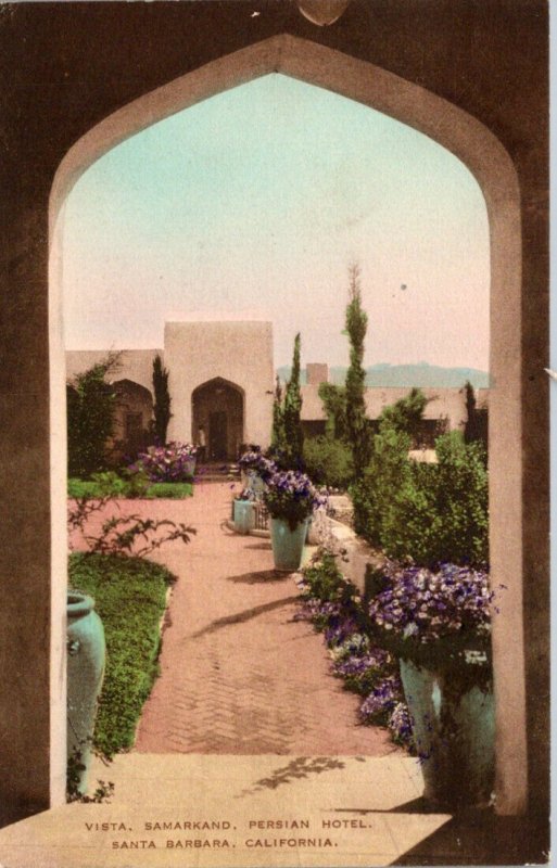 California Santa Barbara Persian Hotel Samarkand Vista Handcolored Albertype