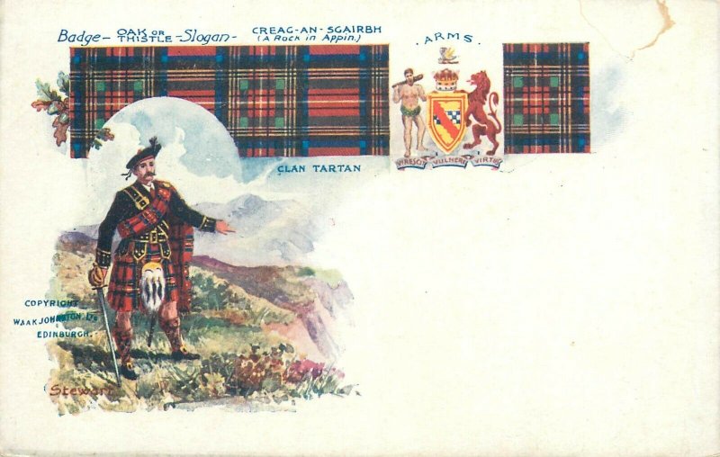 Badge Oak or Thistle Slogan Creag an Sgairbh arms clan tartan by Stewart Scot