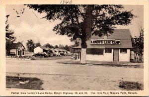 Postcard ON Niagara Falls Lundy's Lane Camp Cabins Classic Cars 1940s S100