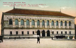 Vintage Postcard Public Library Building Boston Massachusetts MA Reichner Bros.