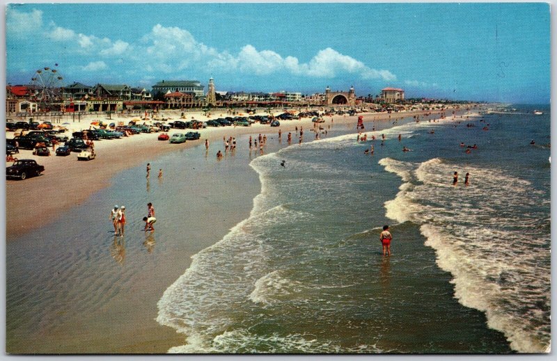 The Beautiful Beach Of Daytona Beach Florida FL Cars Parked On Beach Postcard