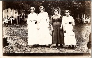 Edwardian Women Large Gathering in Trees Rustic Scene Postcard A23