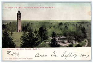 1907 Campanile Iowa State College Bell Tower Entrance Ames Iowa Antique Postcard