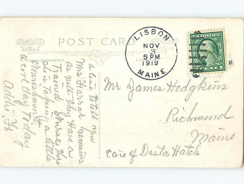 Divided-Back PENNANT POSTCARD Lisbon Maine ME HM5278