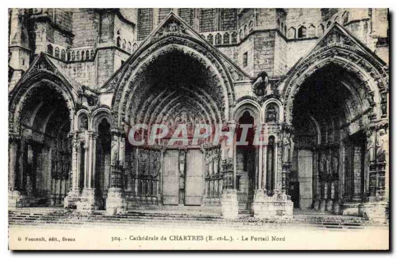 Postcard Old Cathedral of Chartres E and L North Portal