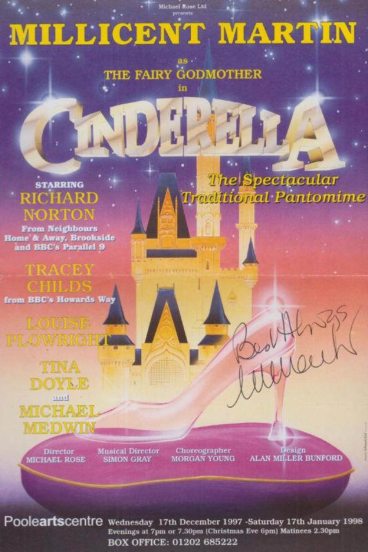 Millicent Martin Cinderella Hand Signed Theatre Flyer