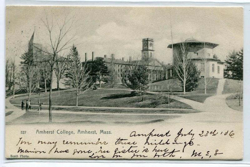 Amherst College Campus View Amherst Massachusetts 1906 postcard