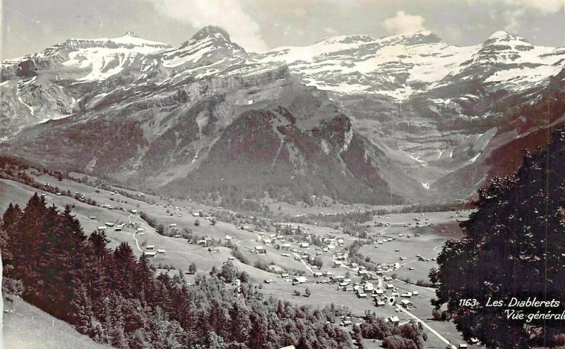 LES DIABLERETS SWITZERLAND~ELEVATED PANORAMA~1960s PHOTO POSTCARD