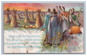 Thanksgiving Pilgrims Postcard Winsch Back Embossed