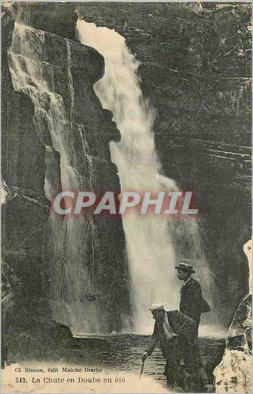 Old Postcard Fall in Doubs in Summer