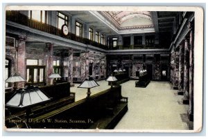 c1910's Interior Of D. L. & W. Station Scene Scranton Pennsylvania PA Postcard 