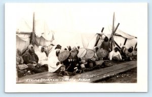 RPPC BARROW, AK Alaska ~ ESKIMO DRUMMERS c1950s Native American Postcard