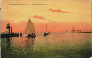 Yachting Outer Harbor Michigan City Indiana Vintage Postcard C108