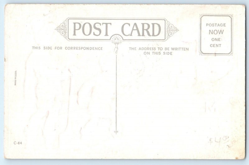 c1910's Christmas Children Build Snowman On Winter Scene Embossed Postcard