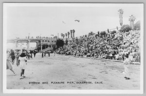 Oceanside California~Stadium & Pleasure Pier~Phillips Photos Booth~1940s RPPC