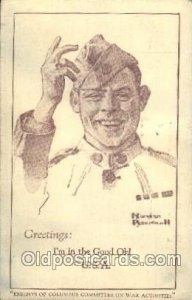 Artist Signed Norman Rockwell 1919 internal creases in card and some corner w...