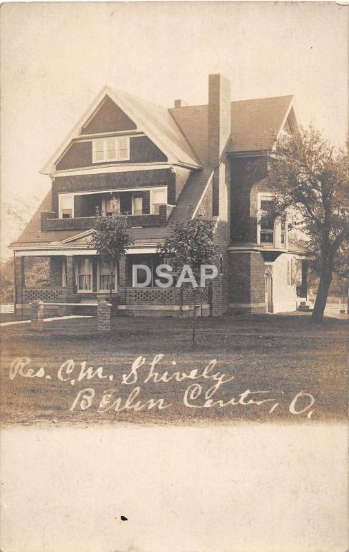 Ohio Postcard Real Photo RPPC c1910 BERLIN CENTER Shively Residence 