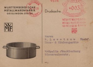 German Kitchen Stainless Steel Saucepan Cookery Geislingen Antique 1931 Postcard