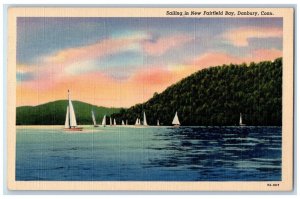 c1940 Sailing New Fairfield Bay Sailboat Danbury Connecticut CT Vintage Postcard 