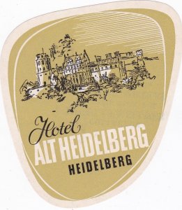 Germany Heidelberg Hotel Alt Heidelberg Vintage Luggage Label sk3282