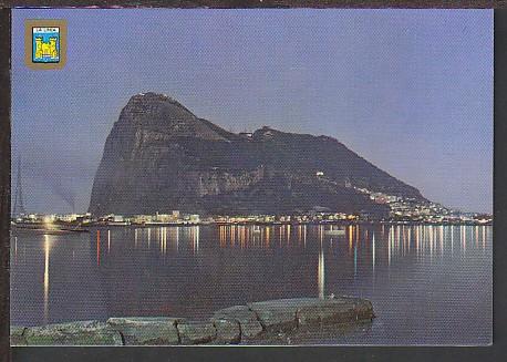 Night View Rock of Gibraltar Postcard BIN 