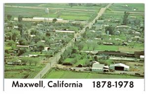 1978 Aerial View of Maxwell, CA Centennial Postcard