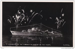 RP; A DESTROYER at the Coronation Review of the Fleet, Night Scene, Fireworks...