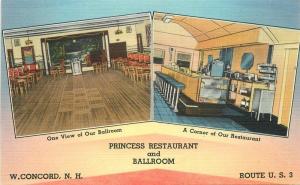 1930s Princess Restaurant Ballroom Interior Concord New Hampshire Tichnor 1217