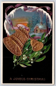A Joyous Christmas Holy Bell And Snow Church Greetings & Wishes Postcard
