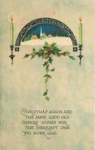 Arts Crafts Christmas Saying Greeting artist impression 1921 Postcard 20-1466