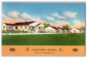 Waukesha Wisconsin Postcard Country Hotel Inc. Exterior Building c1940 Vintage