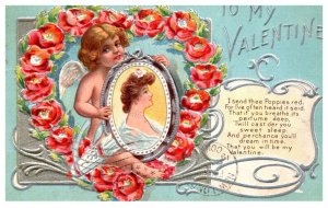 St. Valentine's Day,  Cupid holding potrait